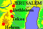 Map showing relative distance to Bethlehem